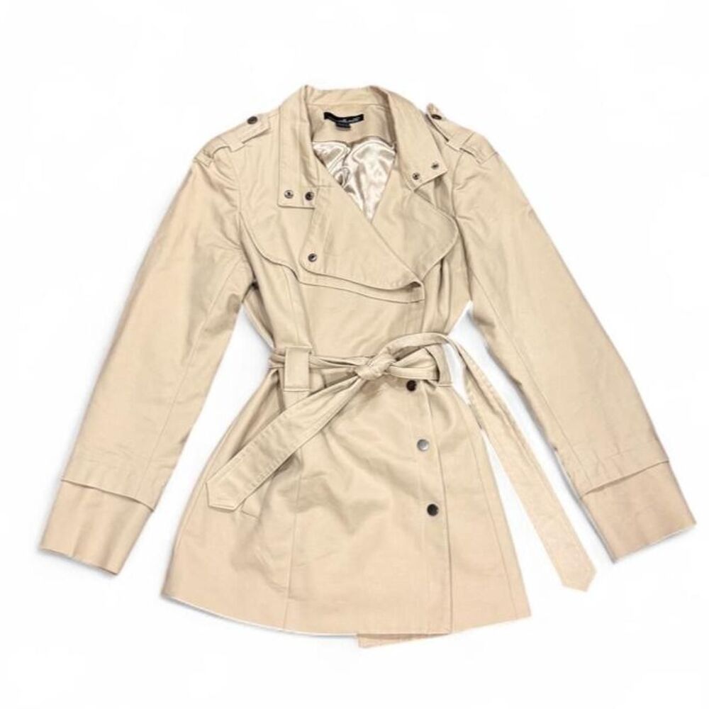 Tan Double Breasted Belted Trench Coat Size Large by Willi Smith